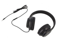 Căști cu Microfon Neagră Jack 3,5mm 1,2m