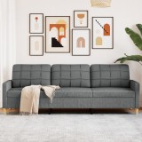 Gossi canapea cu 3 locuri, gri inchis, 210 cm, material textil