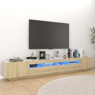 vidaXL Comodă TV cu lumini LED, stejar Sonoma, 260x35x40 cm foto