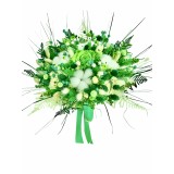 Buchet mediu personalizabil cu trandafiri, bumbac si flori uscate (Verde)