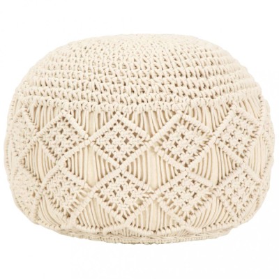vidaXL Taburet puf macrame lucrat manual, 45 x 30 cm, bumbac foto