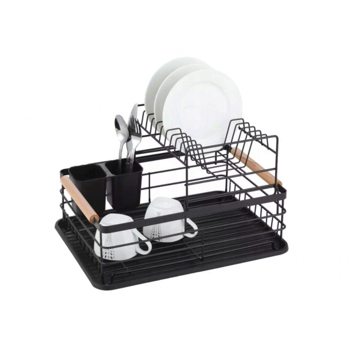 Suport pentru vase cu 2 nivele, otel-plastic 43x32x27 cm negru, Kinghoff