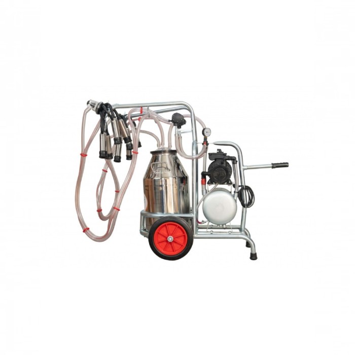 EMT. Aparat de muls vaci, un bidon inox 20 litri, 2 posturi, pompa vacuum ulei
