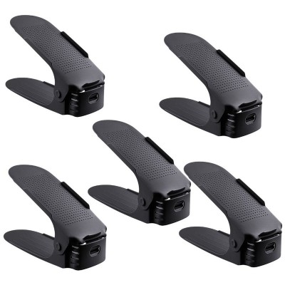 Set 5 Organizatoare Antiderapante si Ajustabile pentru Depozitare Incaltamine, din Plastic, 6x25.5x11/17 cm, Negru foto