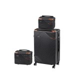 Set 3 Valize Rigide Leziter TraveLux Urban XIV - Negru, ABS, Roti 360&deg;, Mana, Medie, Trusa