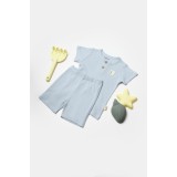 Set tricou cu pantaloni Bamboo, blue, BabyCosy, 50%bumbac+50% bambus (Marime: 12-18 Luni)