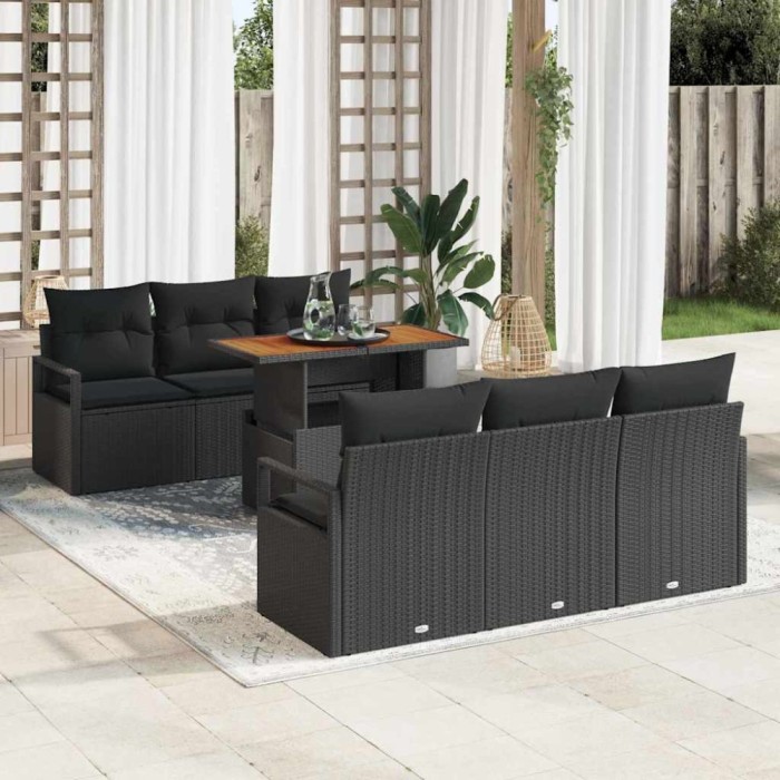 vidaXL Set de canapele pentru grădină 7 pcs Negru 100 x 55 x 73 cm 3349659
