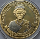 1 Crown 2017 Gibraltar, Queen Elizabeth II; Gold plated, Rhodium gilded , Proof, Capsula., km#1596a