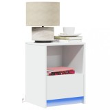 VidaXL Noptiere cu lumini LED, 2 buc., alb, lemn prelucrat