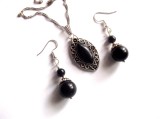 Setul colier si cercei cu goldstone ,piatra soarelui 42570