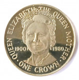 ISLE OF MAN 1 ONE CROWN 1900 1980 QUEEN ELISABETH QUEEN MOTHER PROOF, Europa, Argint