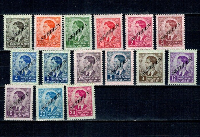 Serbia, ocupatia germana 1941 - Supratipar pe Iugoslavia, serie neuzata