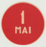 1950 Romania - Vigneta litho de propaganda 1 MAI, Ziua Muncii RPR, diametru 7 cm