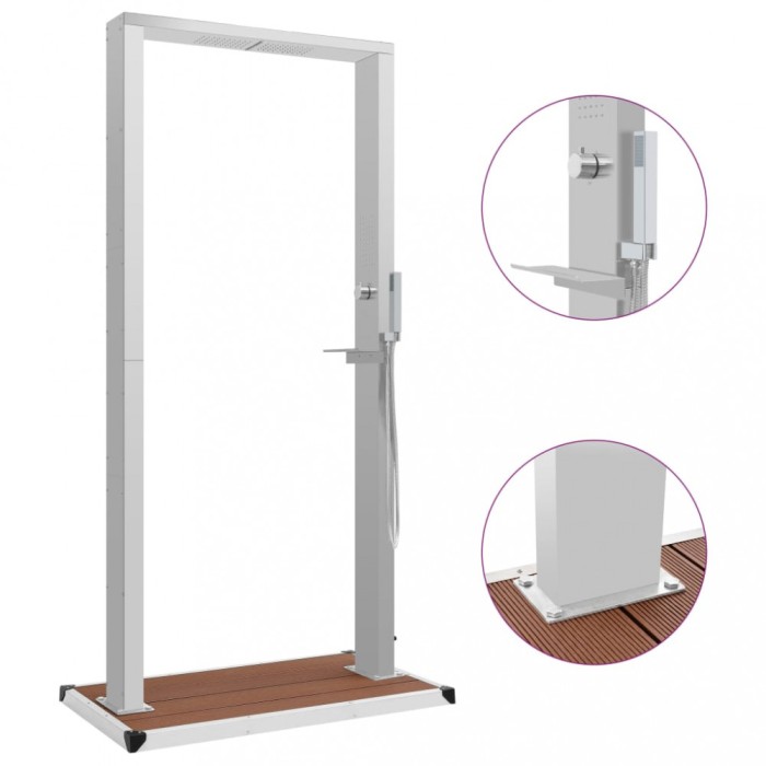vidaXL Duș de exterior cu tăviță, WPC și oțel inoxidabil 3051293