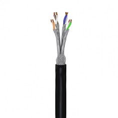 Rola cablu de retea exterior 50m S/FTP (PiMF) cat. 7 Negru, Goobay G53867