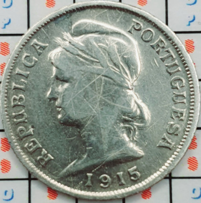 Portugalia 10 centavos 1915 argint - km 563 - A010 foto