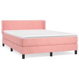 Cumpara ieftin Pat box spring cu saltea, roz, 140x190 cm, catifea