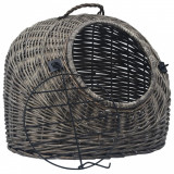 Cumpara ieftin Cos de transport pisici, gri, 45 x 35 x 35 cm, rachita naturala