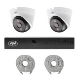 Kit supraveghere video PNI House IP710J PoE cu 2 camere 8MP si cabluri