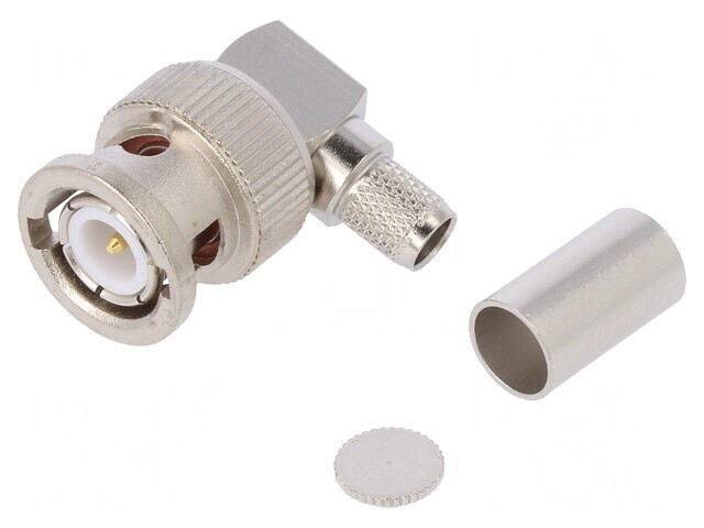 Adaptor BNC tată unghi 90&deg; 50&Omega; pentru cablu PTFE