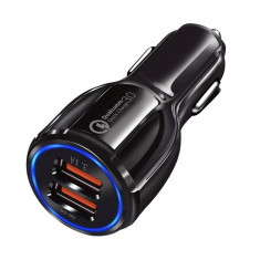 Incarcator Auto Universal QuickCharge 30 2USB 31 Amperi Bulk Negru foto