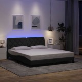 VidaXL Cadru de pat cu LED fără saltea Gri &icirc;nchis 180x200 cm Material