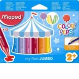 Creioane cerate colorate Color Peps My First Jumbo, 12 culori/set, Maped