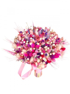 Buchet personalizabil din flori naturale uscate (Roz Mov) foto