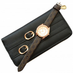 Pachet portofel elegant de dama cu fermoar - negru + ceas elegant de dama Lost Queen foto