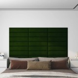 Panouri de perete 12 buc. verde &icirc;nchis 60x15 cm catifea 1,08 m&sup2;