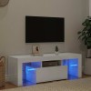 VidaXL Comodă TV cu lumini LED, alb extralucios, 120x35x40 cm