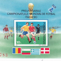 CAMPIONATUL MONDIAL DE FOOTBAL 1990,COLITA NEDANTELATA ,Lp.4770, MNH **,ROMANIA.