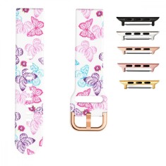 Curea silicon, compatibila Apple Watch 9|8|7|6|5|4|3|2|1 Series, 41mm|40mm|38mm, telescoape QR, Butterfly