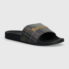 Barbour papuci Tartan Slider barbati, culoarea negru, MBS0018BK12