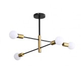 Cumpara ieftin Lustra Industriala Techstar&reg; cu 4 Lumini E27, Metal Negru si Auriu Satinat, Design Nordic Scandinav