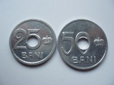 ROMANIA -SET 25 bani 1921 +50 bani 1921 DIAM. GAURA 4,5mm, FERDINAND, L14.32 foto