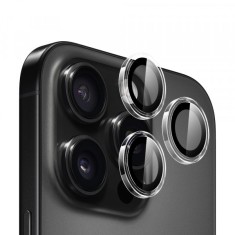 Folie de protectie Camera Spate Blueo Metal Frame pentru Apple iPhone 16 Pro Max / 16 Pro, Sticla Securizata, Transparenta