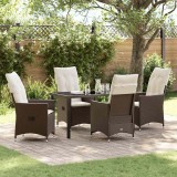 VidaXL Set de masă pentru grădină cu pernă 5 pcs Maro Rattan poli