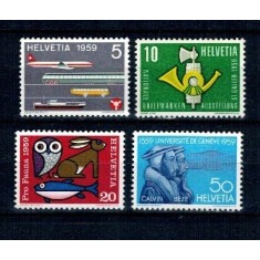 Elvetia 1959 - Aniversari, evenimente, transport, serie neuzata