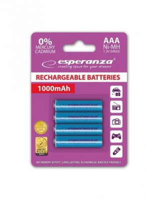 Set 4 acumulatori reincarcabili esperanza 1000mah, aaa / r3 foto