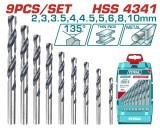 Set 9 burghie pentru metal TOTAL HSS 4341, 2-10 mm, 135&deg;
