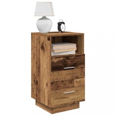 vidaXL Noptiere 2 buc cu 2 sertare Lemn vechi 36x36x68 cm