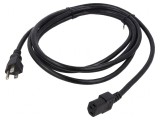 Cablu de Alimentare 3x16AWG IEC C15 la NEMA 5-15 2.3m Negru