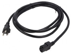 Cablu de Alimentare 3x16AWG IEC C15 la NEMA 5-15 2.3m Negru
