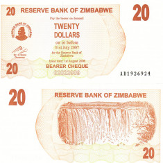 Zimbabwe 20 Dollars 2006 P-40 UNC