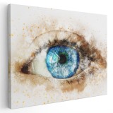 Tablou canvas ochi detaliu acuarela albastru, maro, negru 1179 Tablou canvas pe panza CU RAMA 70x100 cm