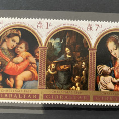 PC34 - Gibraltar 1969 PICTURA Religioasa/ Craciun, serie MNH, 3v