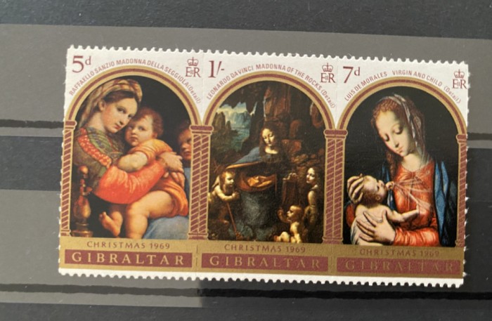 PC34 - Gibraltar 1969 PICTURA Religioasa/ Craciun, serie MNH, 3v