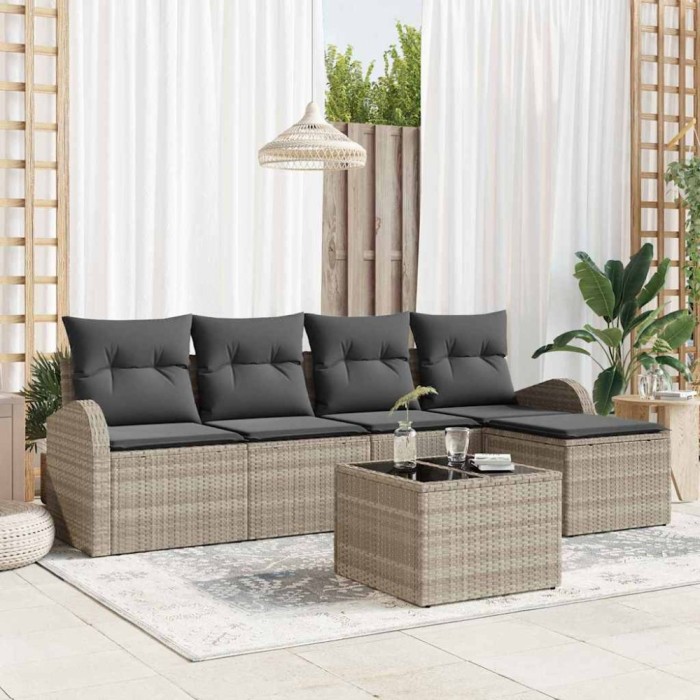 vidaXL Set de canapele pentru grădină 6 pcs Gri deschis Rattan poli 3346012