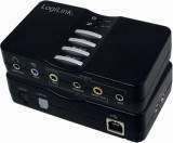 PLACA de SUNET Logilink, extern, 7.1, interfata USB 2.0, conectori 3.5 mm jack x 5, S/PDIF, &quot;UA0099&quot; (timbru verde 0.18 lei)